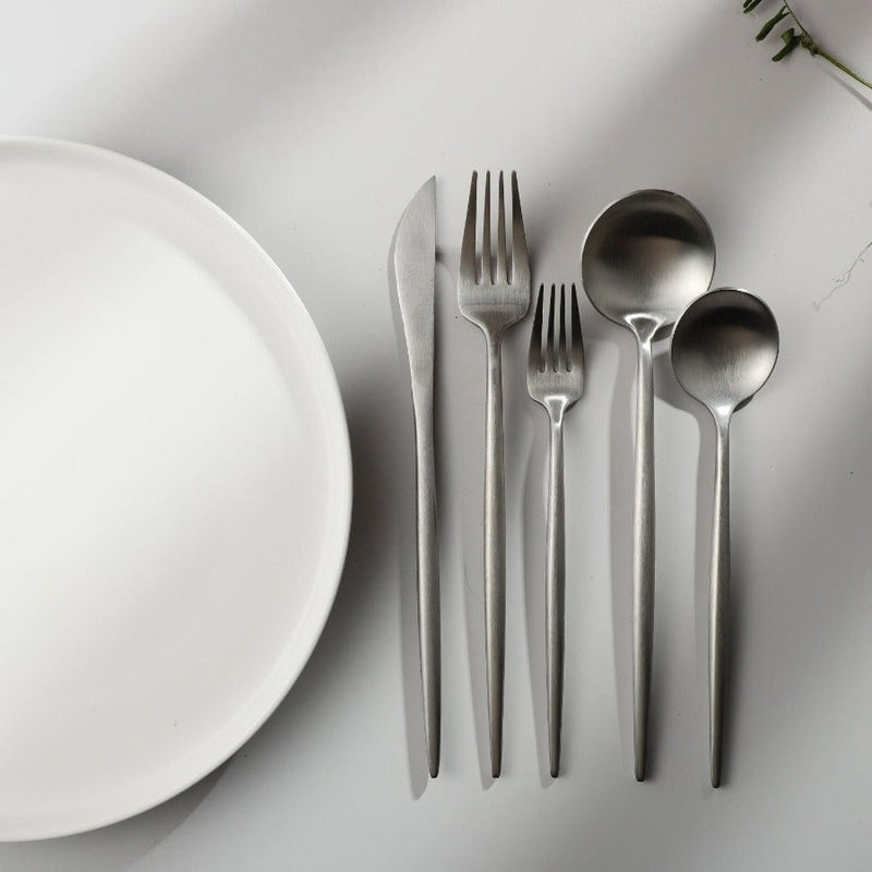 Minimalistic Cutlery for Modern Tables - PureSet-Matte Gold-Set for 4 people (20 pieces)-Nora Luxe