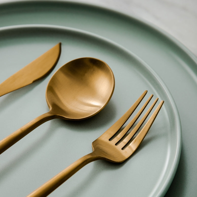 Minimalistic Cutlery for Modern Tables - PureSet-Matte Gold-Set for 4 people (20 pieces)-Nora Luxe