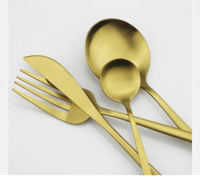 Minimalistic Cutlery for Modern Tables - PureSet-Matte Gold-Set for 4 people (20 pieces)-Nora Luxe
