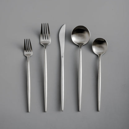 Minimalistic Cutlery for Modern Tables - PureSet-Matte Silver-Set for 4 people (20 pieces)-Nora Luxe