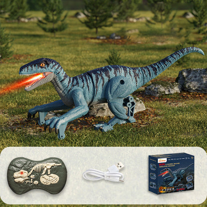Mist-spewing Interactive Dinosaur from a Distance - RoboRex-Velociraptor 8.66 inches - Blue-Nora Luxe