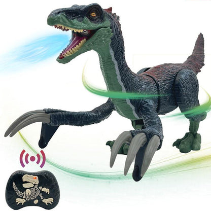 Mist-spewing Interactive Dinosaur from a Distance - RoboRex-Velociraptor 8.66 inches - Blue-Nora Luxe