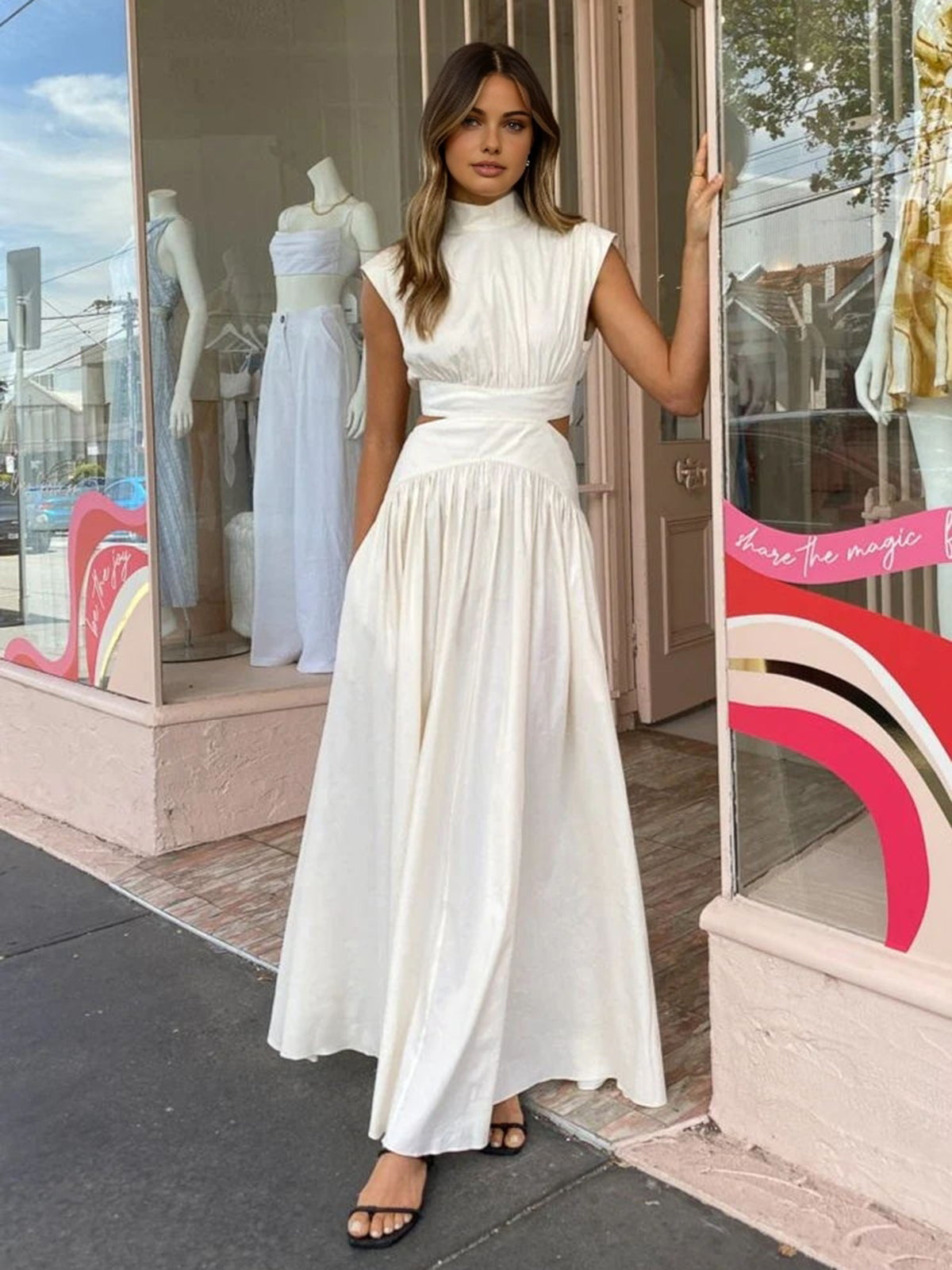 Scoop Neck Cutout Maxi Dress