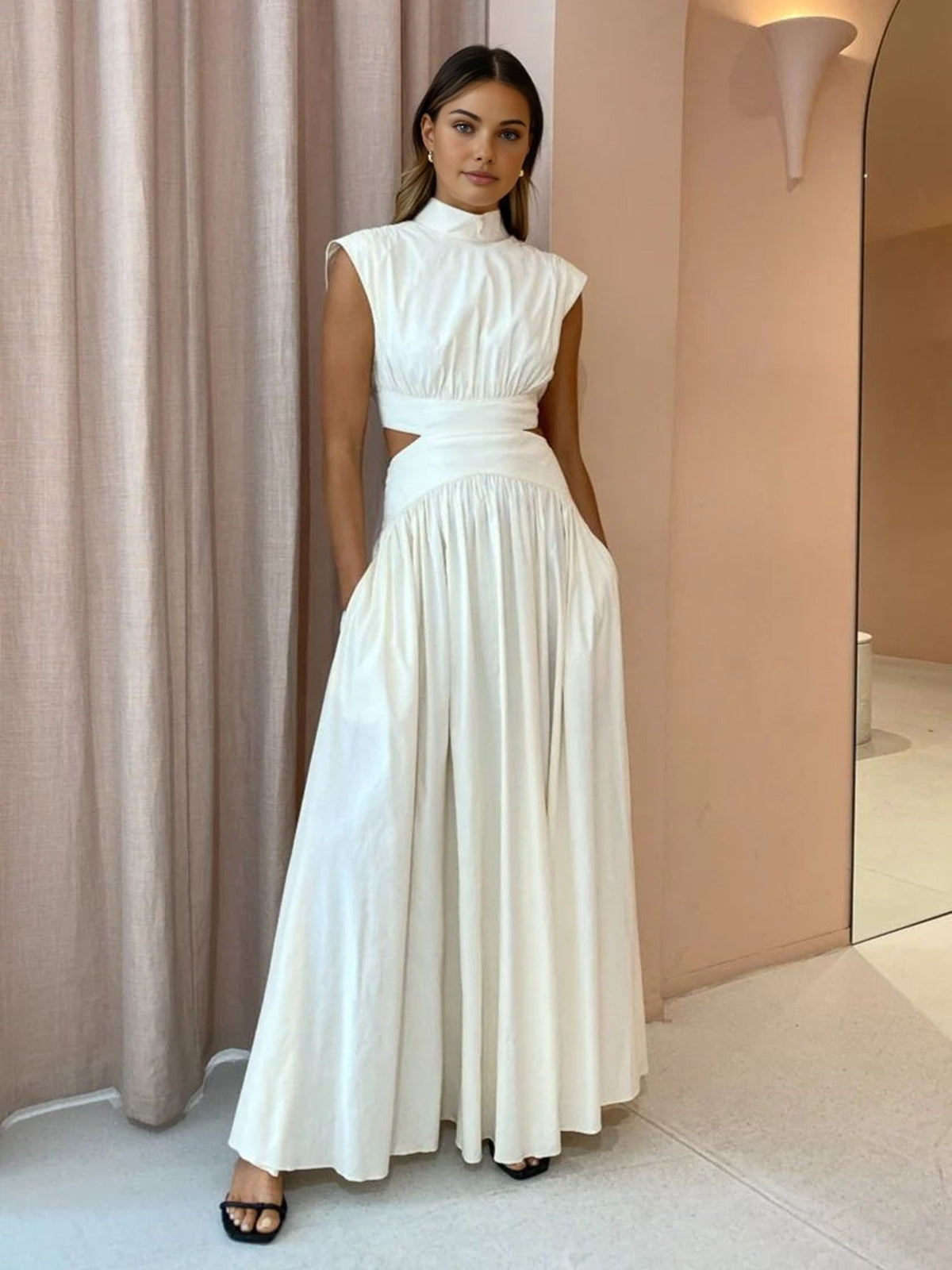 Scoop Neck Cutout Maxi Dress