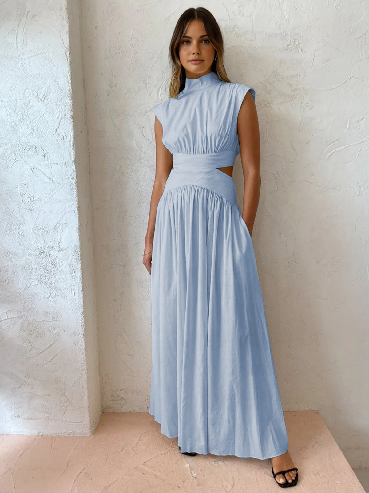 Scoop Neck Cutout Maxi Dress