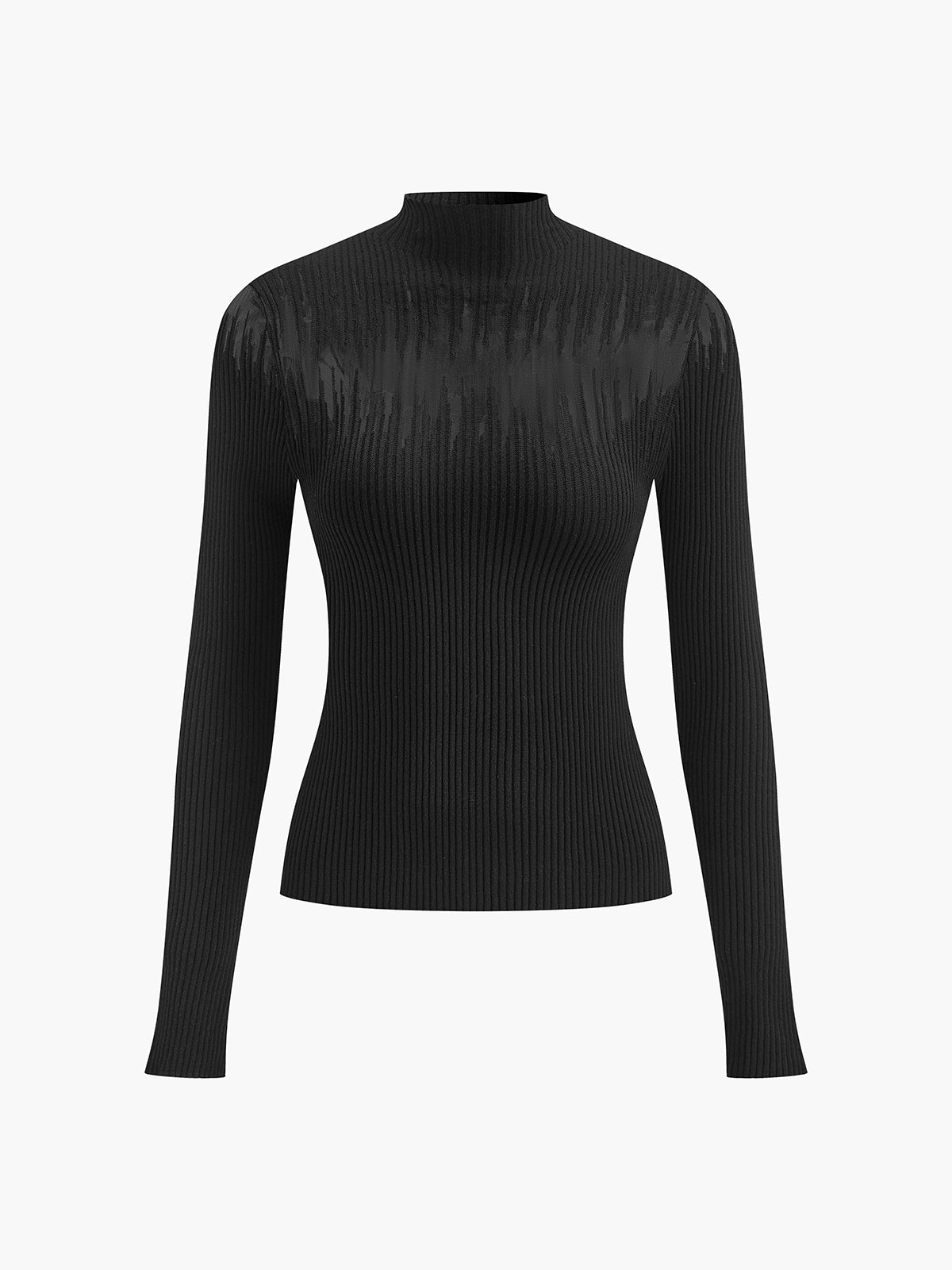 Semi Sheer Knit Crew Neck Women's Top