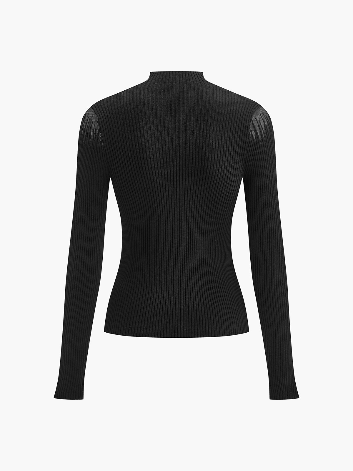 Semi Sheer Knit Crew Neck Women's Top