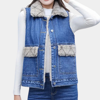 Stylish Blue Jean Vest for Ladies - Pexav