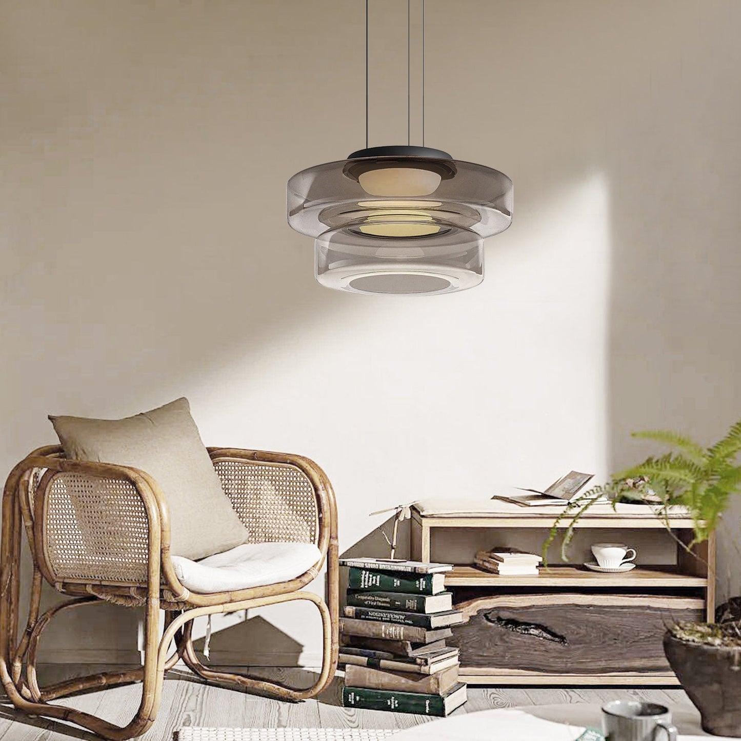 Modern Glass Pendant Light in Bauhaus Style - AuroraSphere-Amber-1 Level-D 9.84 x H 4.33 inches-Nora Luxe