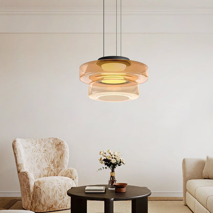 Modern Glass Pendant Light in Bauhaus Style - AuroraSphere-Amber-1 Level-D 9.84 x H 4.33 inches-Nora Luxe