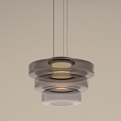 Modern Glass Pendant Light in Bauhaus Style - AuroraSphere-Smoke grey-3 Level-D 17.72 x H 12.99 inches-Nora Luxe