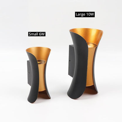 Modern LED Outdoor Wall Lamp - LumiEdge-Black and Gold-Small 6W-Warm white-Nora Luxe