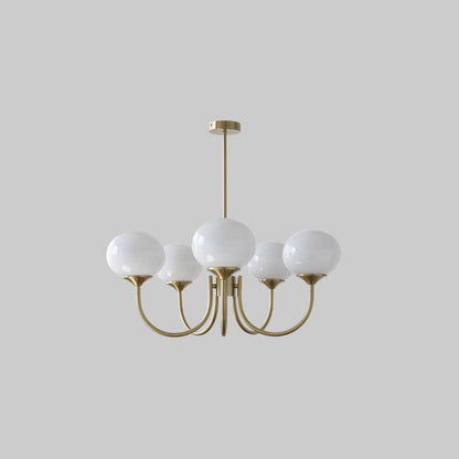Modern pink and gold chandelier with elegant glass shades, ideal ceiling light fixture for chic home decor and illumination.