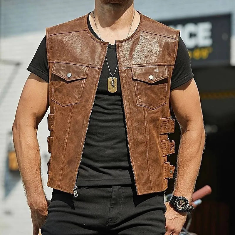 Stylish Mens Genuine Leather Waistcoat