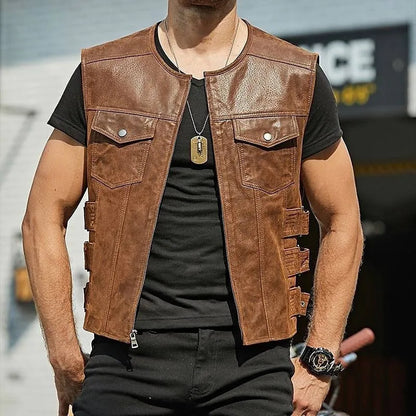 Stylish Mens Genuine Leather Waistcoat