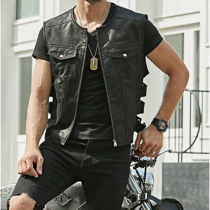Stylish Mens Genuine Leather Waistcoat - Olytrend
