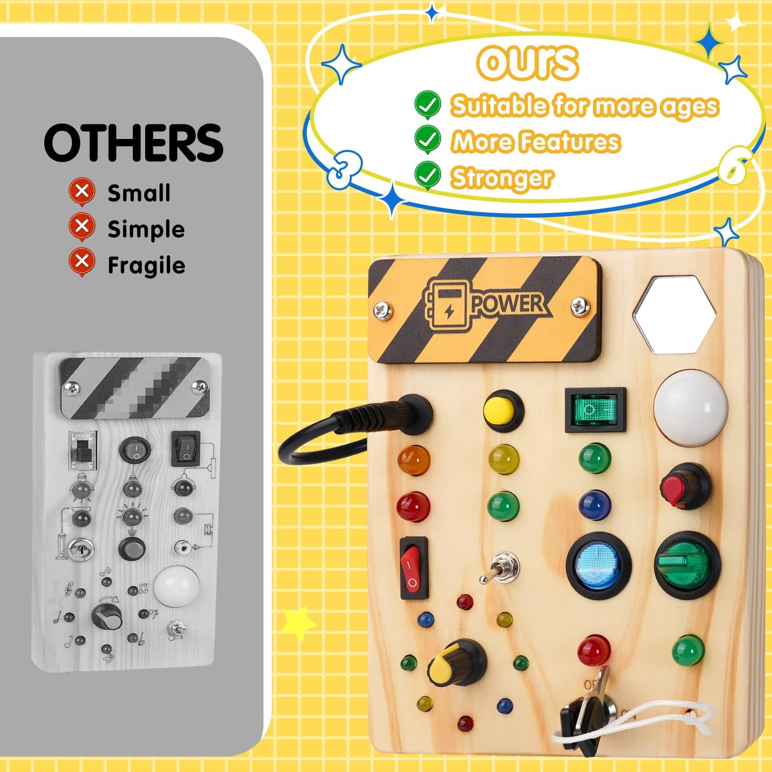Montessori Toddler Pegboard with LED Lighting - SparkleSense-Nora Luxe