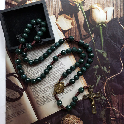Religious Silver Cross Prayer Bead Necklace - Pexav