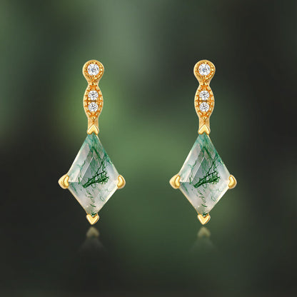 Moss Agate and White Zircon Jewellery Set - Lana-Necklace-Nora Luxe