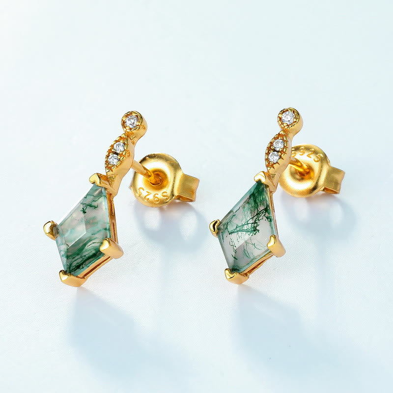 Moss Agate and White Zircon Jewellery Set - Lana-Necklace-Nora Luxe