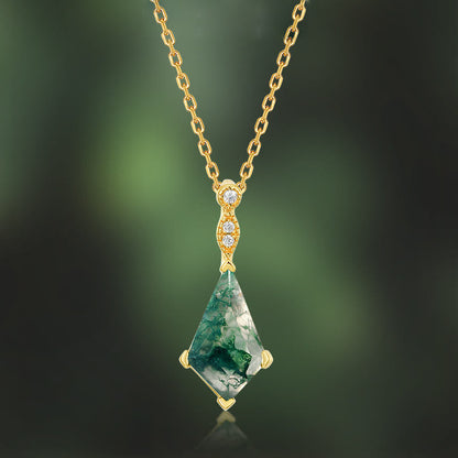 Moss Agate and White Zircon Jewellery Set - Lana-Necklace-Nora Luxe