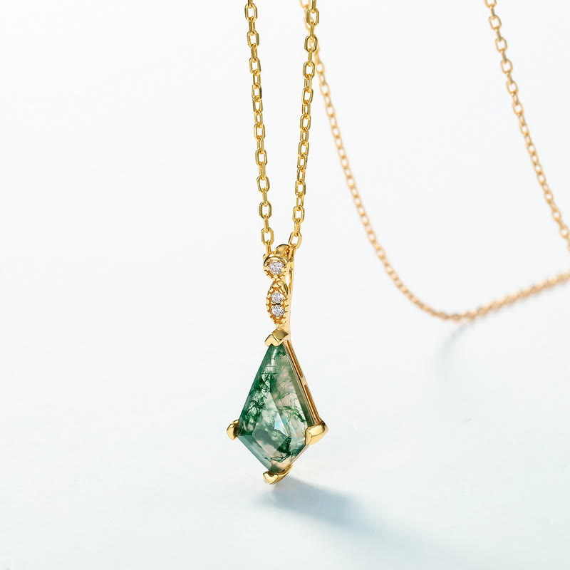 Moss Agate and White Zircon Jewellery Set - Lana-Necklace-Nora Luxe