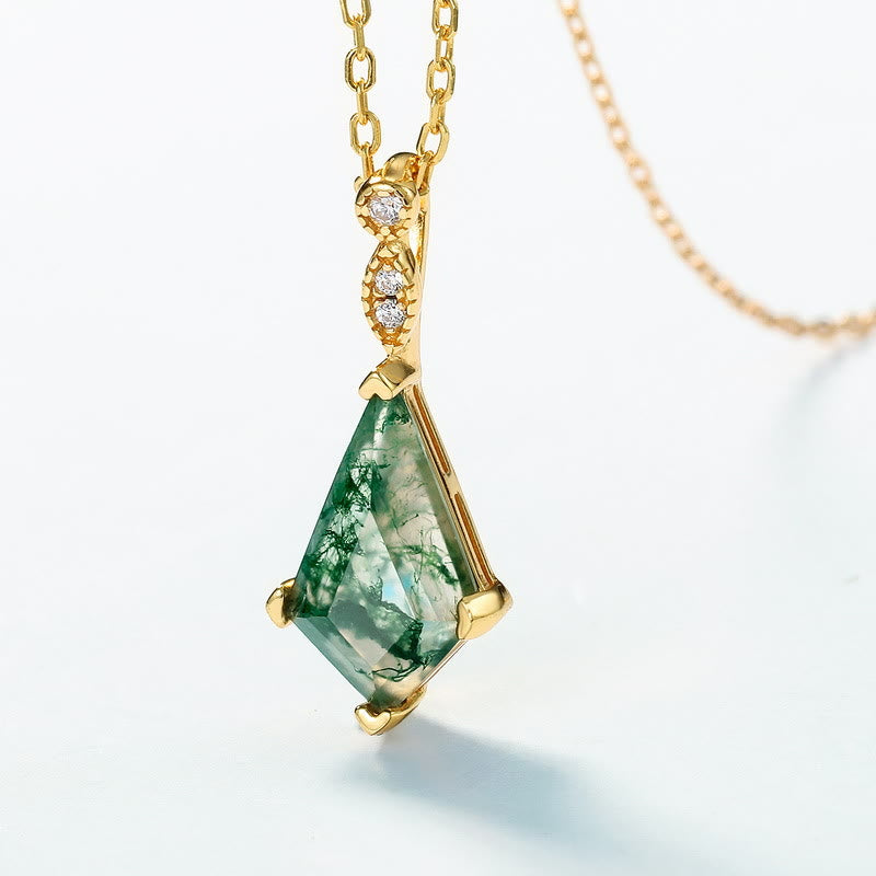 Moss Agate and White Zircon Jewellery Set - Lana-Necklace-Nora Luxe