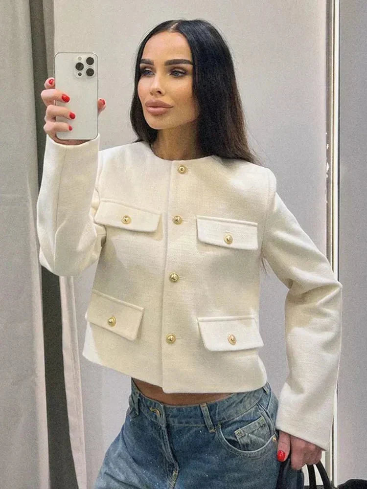 Classic Fit Tweed Jacket for Women