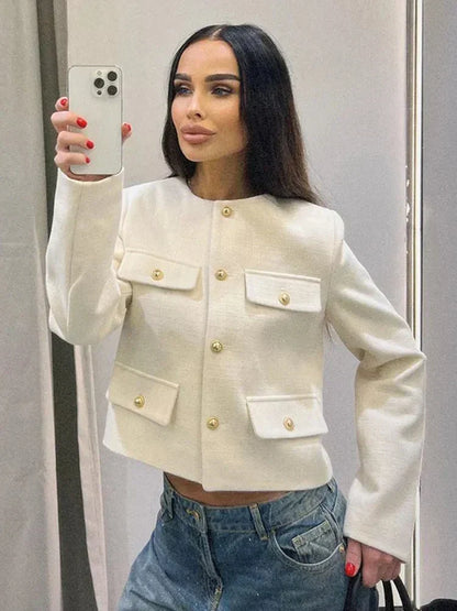 Classic Fit Tweed Jacket for Women
