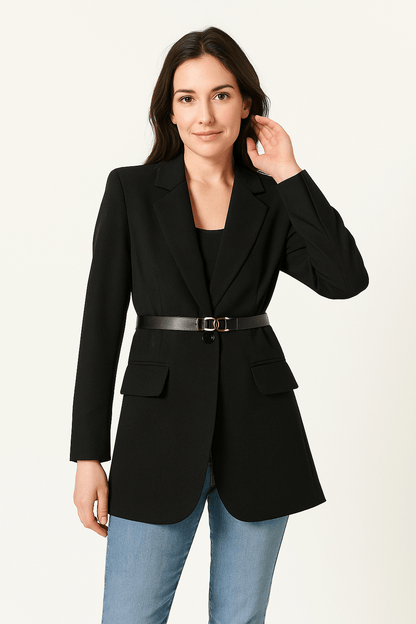 Classic Fit Women's Blazer with Belted Waist