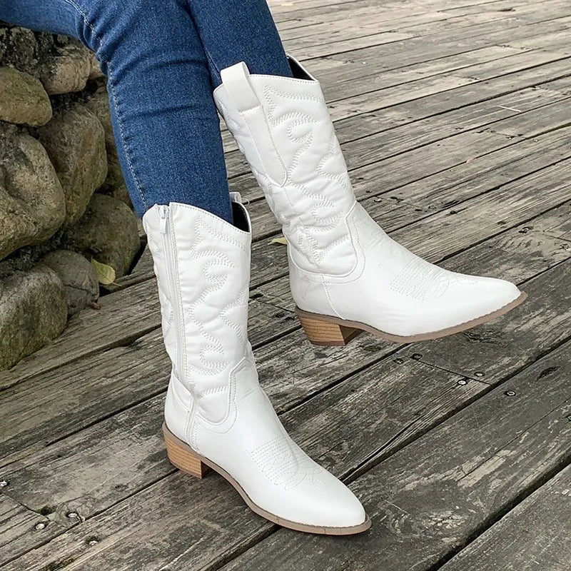 Classic Western Riding Ankle Boots for Women - Nocini