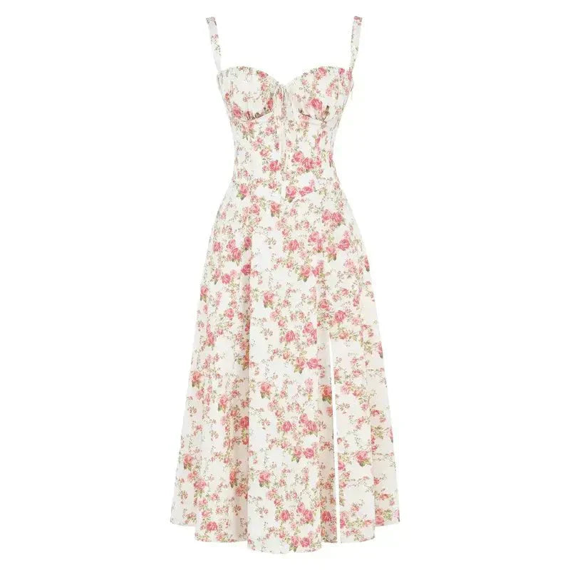 Casual Summer Sleeveless Midi Dress with Waist Tie
