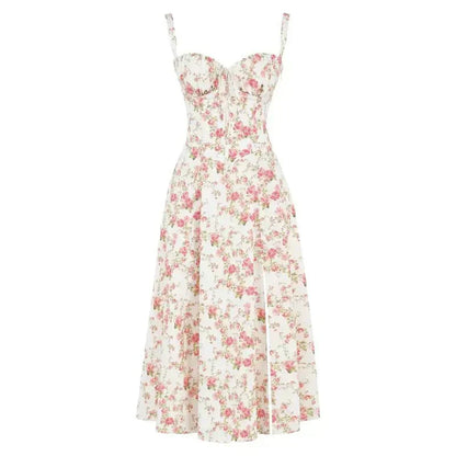 Casual Summer Sleeveless Midi Dress with Waist Tie