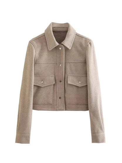 Women's Short Tailored Jacket with Button Front - Nocini