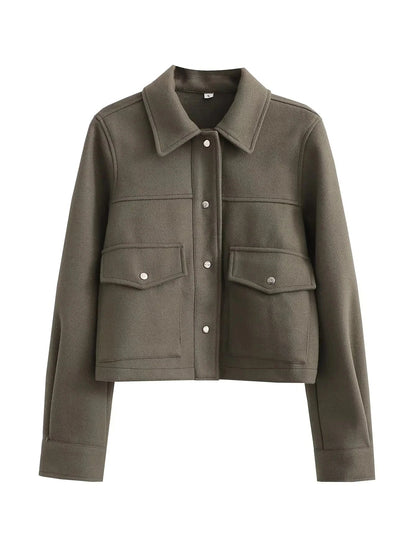 Women's Short Tailored Jacket with Button Front