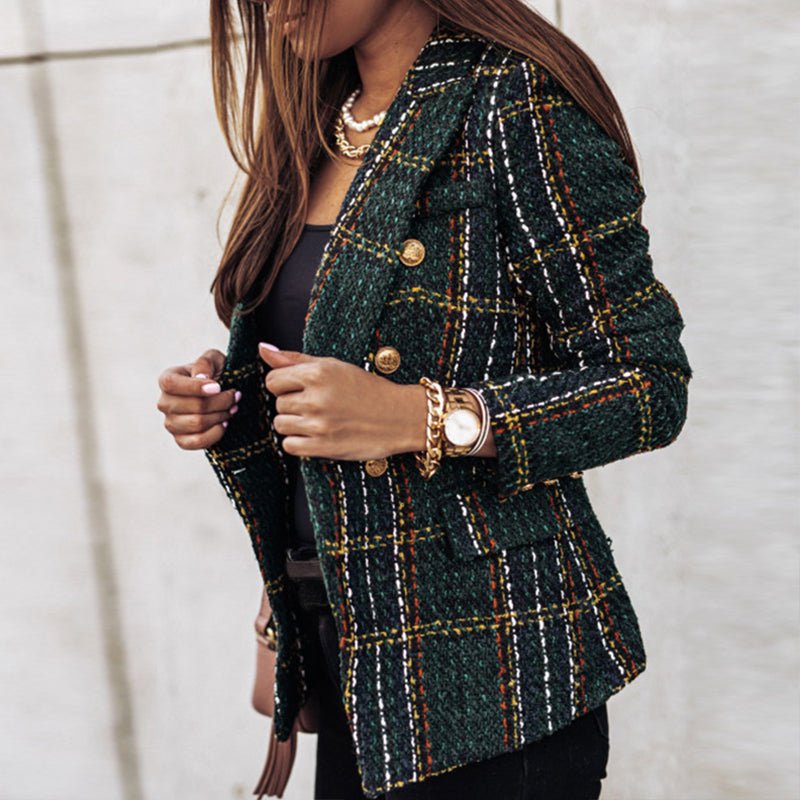 Classic Plaid Jacket for Women's Workwear - Nocini