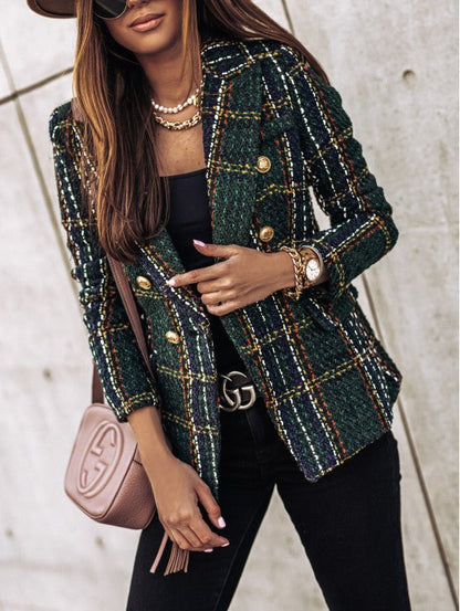 Classic Plaid Jacket for Women's Workwear