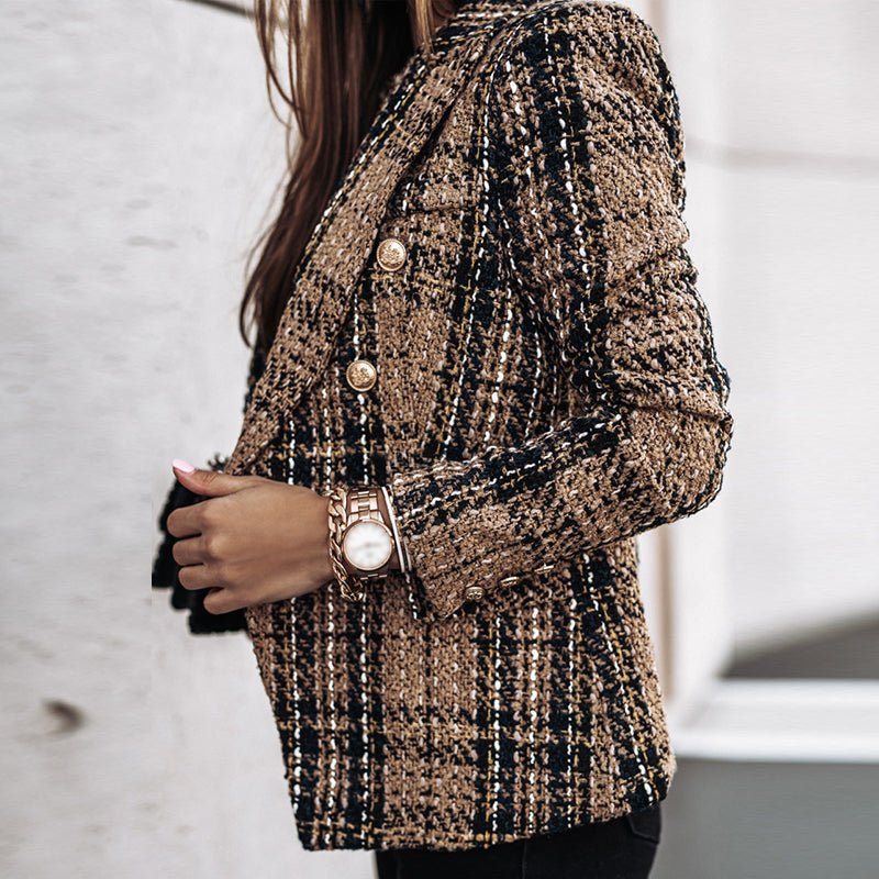 Classic Plaid Jacket for Women's Workwear