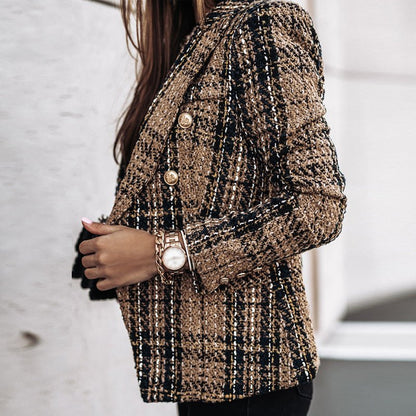 Classic Plaid Jacket for Women's Workwear