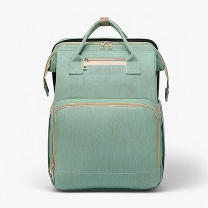 Multi-Functional Changing Bag with Pull-Out Baby Cot – Noëlle-Light green - with ID card pocket-The Livary