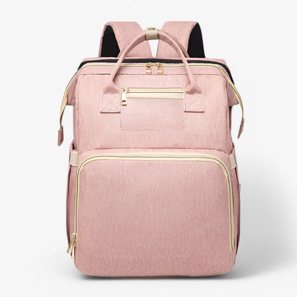 Multi-Functional Changing Bag with Pull-Out Baby Cot – Noëlle-Light pink-The Livary