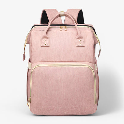 Multi-Functional Changing Bag with Pull-Out Baby Cot – Noëlle-Light pink - with ID card slot-The Livary