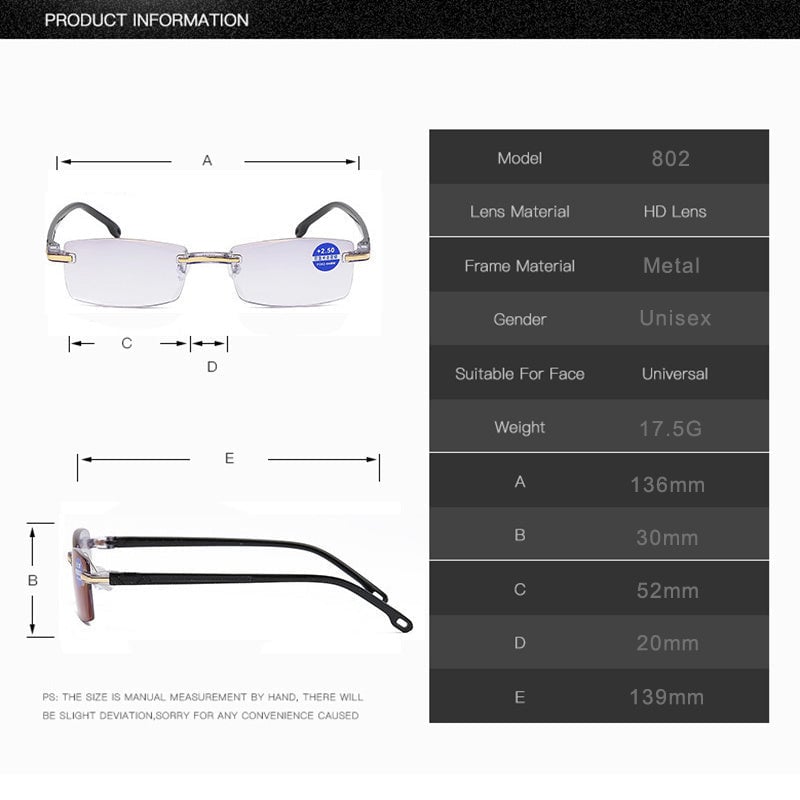 Multifocal Anti-Blue Light Reading Glasses - VisionPlus-Gold-'+1.00/40-44 YEARS/100°'-Nora Luxe