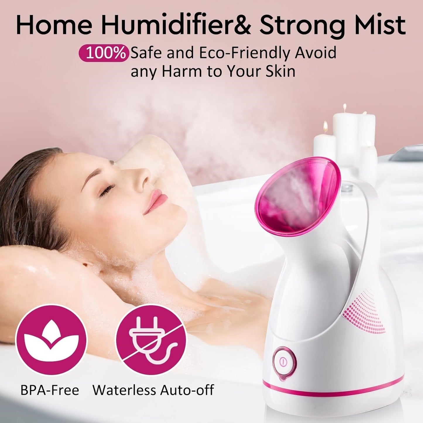 Nano Ionic Facial Steamer – Deep Cleanse & Hydrate Your Skin!-Pink-Nora Luxe