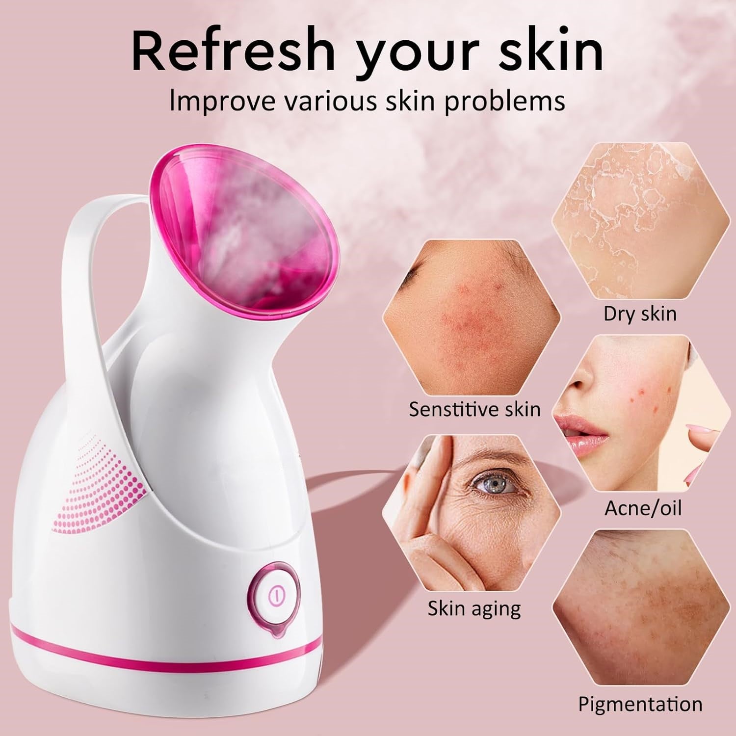 Nano Ionic Facial Steamer – Deep Cleanse & Hydrate Your Skin!-Pink-Nora Luxe