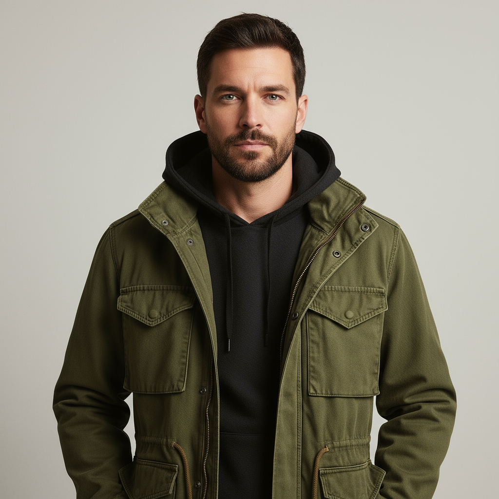 Rugged Military Style Parka Jacket - Nocini