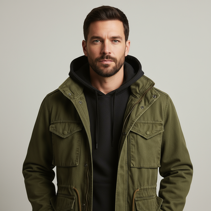 Rugged Military Style Parka Jacket - Nocini
