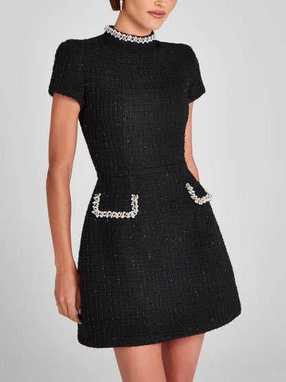Image of Naomi | Women's High Neck A-Line Mini Dress
