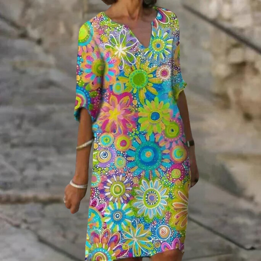 Fashionable Mini Floral Summer Dress - Pexav