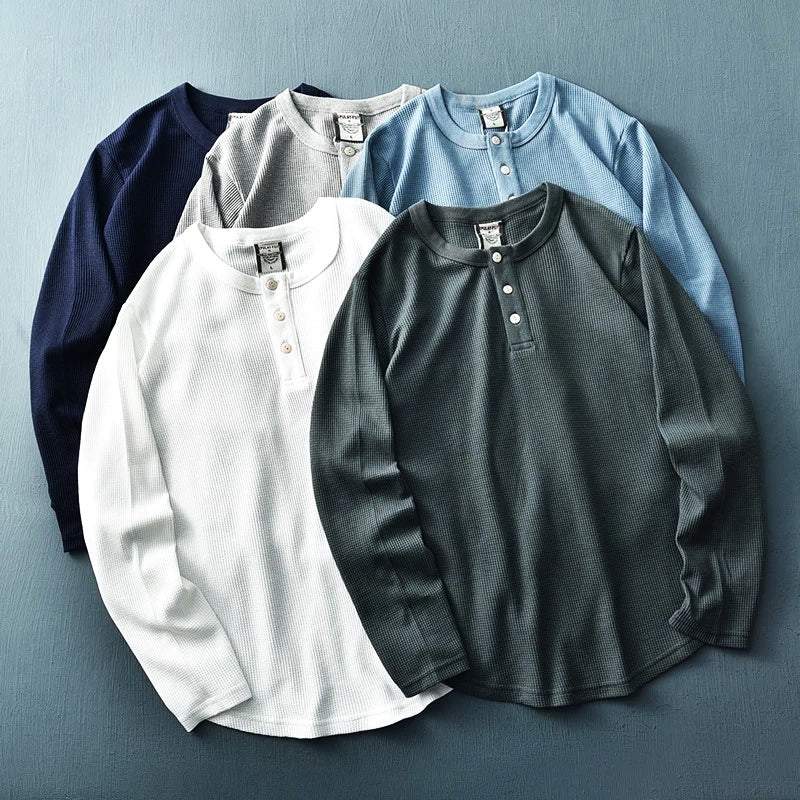 Image of Nathan | Men's Long Sleeve Henley T-Shirt